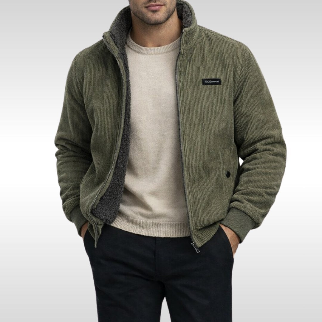 Blake | Męska kurtka, sztruksowa faktura, ciepły model | Erwnn | Khaki