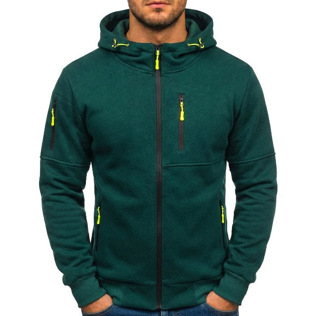 Connor | Męska bawełniana bluza z kapturem i zamkiem, bluza o standardowym kroju | Erwnn | Czarny