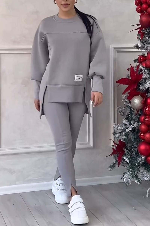 Alina | Bluza o luźnym kroju z rozcięciami i legginsy, dwuczęściowy zestaw domowy dla kobiet | Erwnn