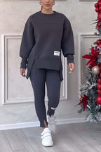 Alina | Bluza o luźnym kroju z rozcięciami i legginsy, dwuczęściowy zestaw domowy dla kobiet | Erwnn