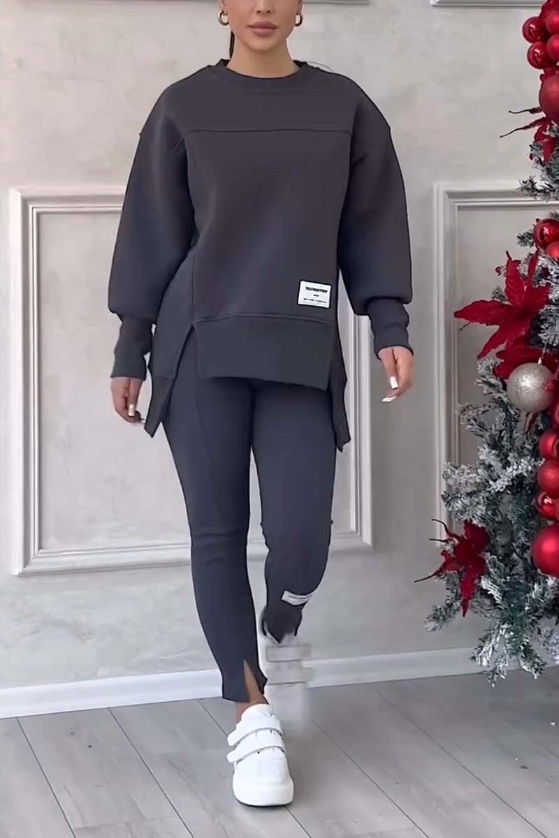 Alina | Bluza o luźnym kroju z rozcięciami i legginsy, dwuczęściowy zestaw domowy dla kobiet | Erwnn