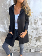 Denise | Damska bluza z kapturem z bawełny z domieszką, luźno skrojona kurtka przejściowa | Erwnn | Czerwony