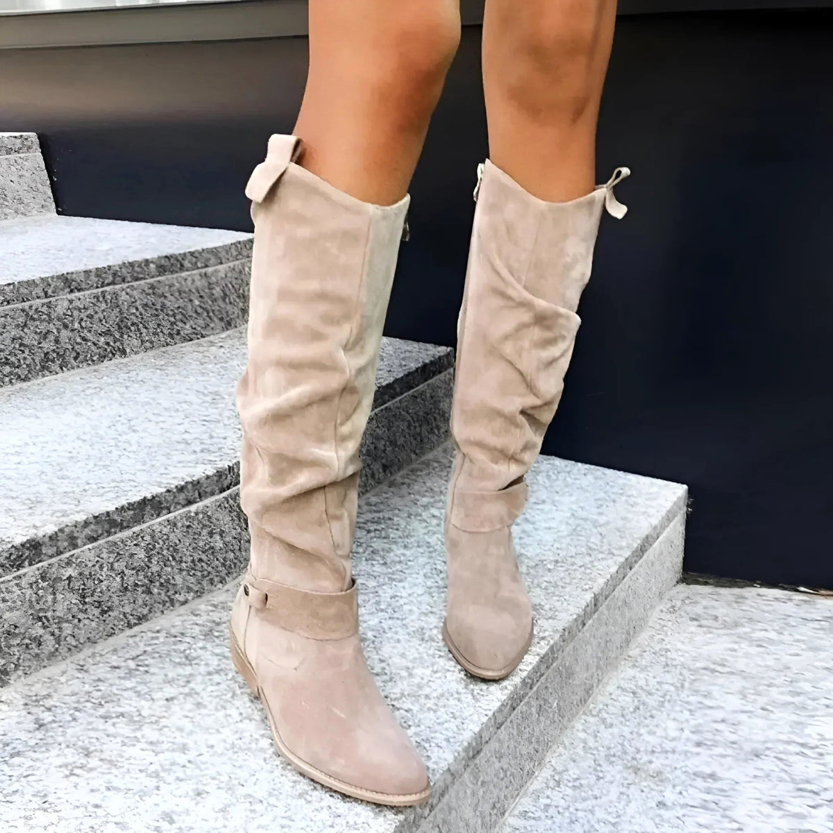 Eliza | Damskie botki imitujące zamsz, wysokiej jakości buty jesienne | Erwnn | Beżowy