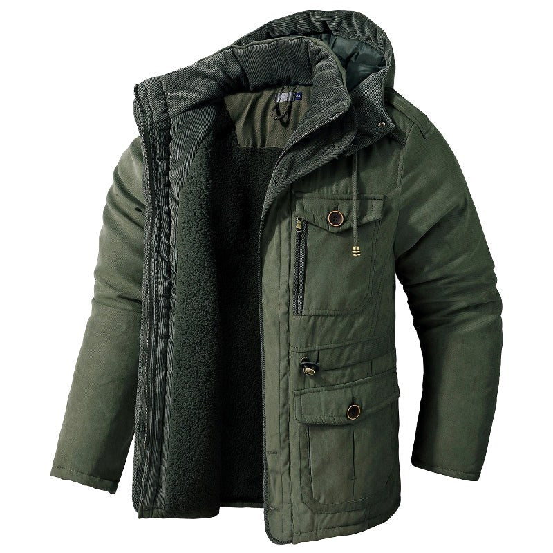Ethan | Męska kurtka, ochrona przed wiatrem, ocieplany fason | Erwnn | Khaki