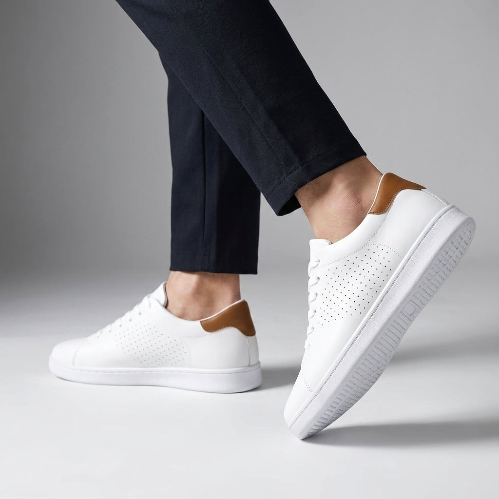 Nataniel | Męskie buty sportowe z perforowanej skóry, oddychające obuwie w stylu elegancko-codziennym | Erwnn