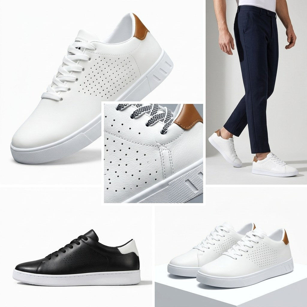 Nataniel | Męskie buty sportowe z perforowanej skóry, oddychające obuwie w stylu elegancko-codziennym | Erwnn