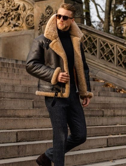 Garrett | Męska kurtka, wykończenie w stylu skóry, ciepły model | Erwnn | 3XL