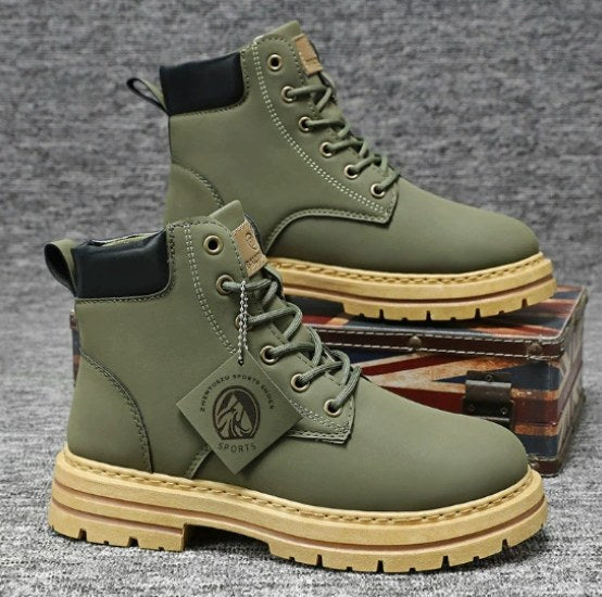 Harry | Męskie skórzane buty sznurowane, wysokie buty robocze | Erwnn | Brązowy