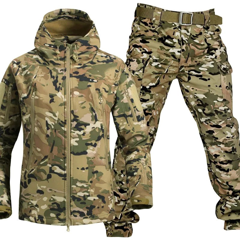 Andrzej | Męski zestaw outdoorowy: kurtka softshell z kapturem i spodnie taktyczne | Erwnn