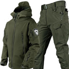 Andrzej | Męski zestaw outdoorowy: kurtka softshell z kapturem i spodnie taktyczne | Erwnn