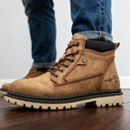 Jack | Męskie skórzane buty robocze, antypoślizgowe buty sznurowane | Erwnn | Brązowy