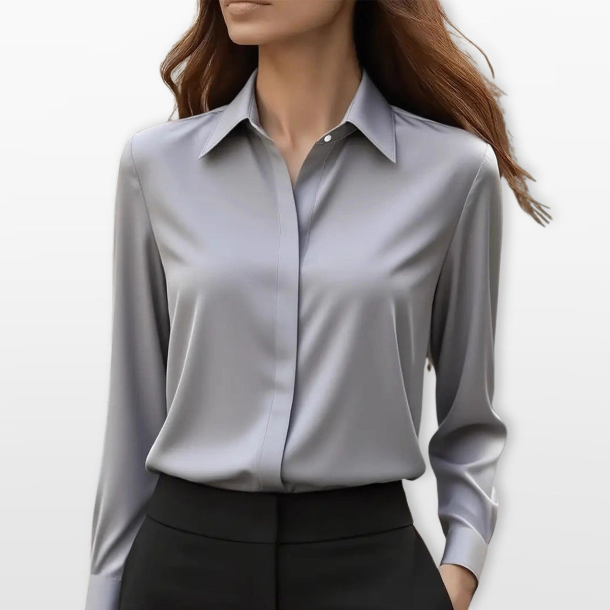 Madlen | Satynowa koszula damska, elegancka bluzka do biura | Erwnn