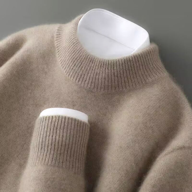 Malcolm | Męski sweter kaszmirowy, lekki sweter dziany | Erwnn | Beżowy