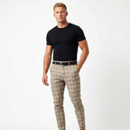 Marek | Męskie spodnie w kratę windowpane, eleganckie spodnie biznesowe | Erwnn
