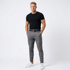 Marek | Męskie spodnie w kratę windowpane, eleganckie spodnie biznesowe | Erwnn