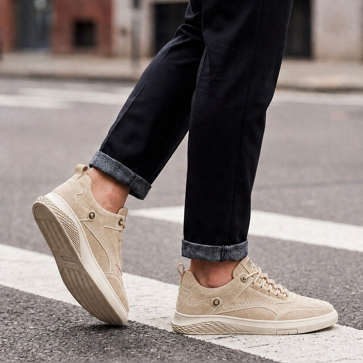 Mason | Męskie buty sportowe retro w stylu zamszu, buty sportowe na co dzień | Erwnn | Brązowy