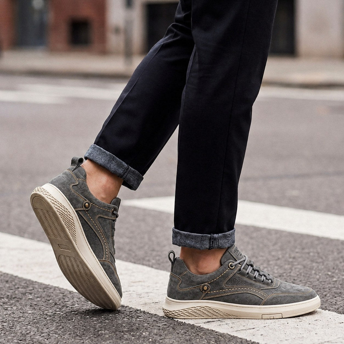 Mason | Męskie buty sportowe retro w stylu zamszu, buty sportowe na co dzień | Erwnn | Brązowy