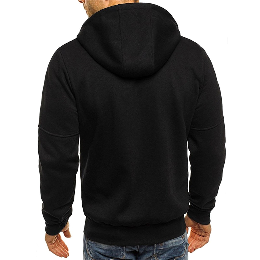 Ross | Męska kurtka z kapturem na zamek, luźny sweter jesienny | Erwnn | Czarny
