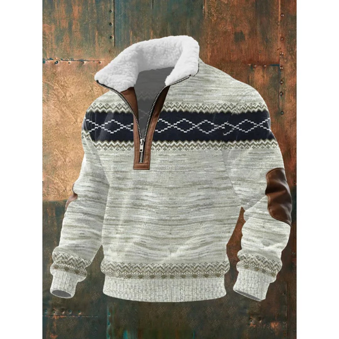 Spencer | Męski sweter polarowy z wysokim kołnierzem, ciepły sweter do zestawiania | Erwnn | Jasny brąz