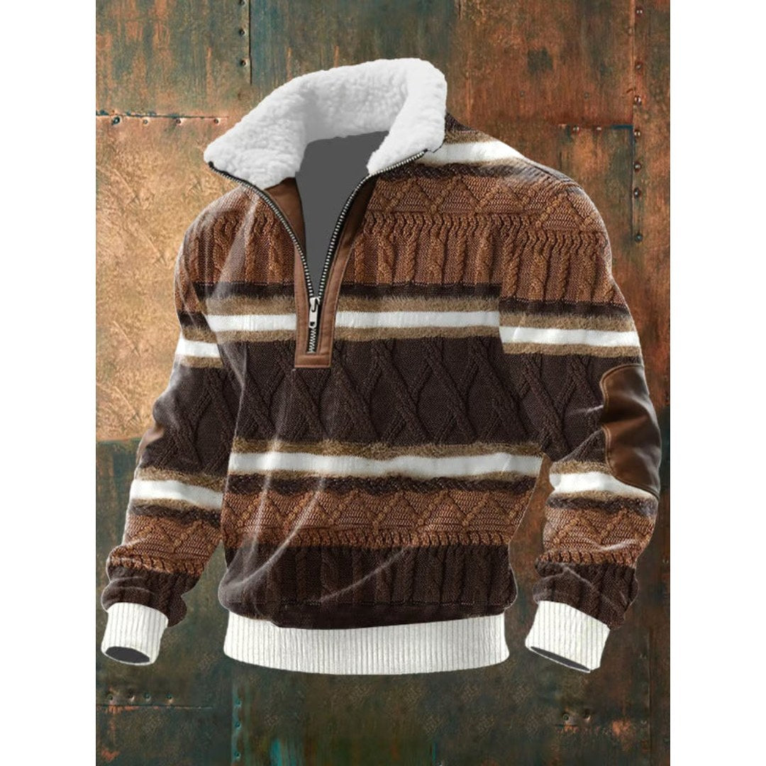 Spencer | Męski sweter polarowy z wysokim kołnierzem, ciepły sweter do zestawiania | Erwnn | Jasny brąz