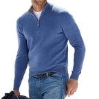 Toby | Męski sweter z krótkim zamkiem, sweter ze stójką | Erwnn | Niebieski