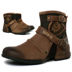 Wolfgang | Męskie skórzane buty w stylu biker, klasyczne buty motocyklowe | Erwnn